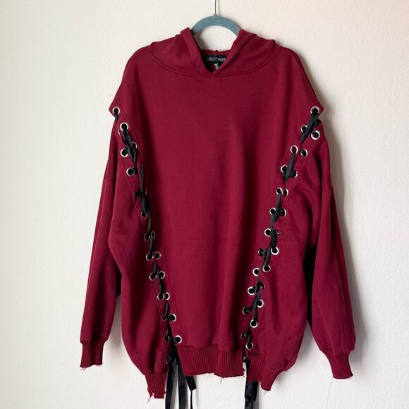 Dolls Kill Current Mood Hellions Hoodie 1X Wine Grunge Goth Rock Whimsygoth - Picture 3 of 9